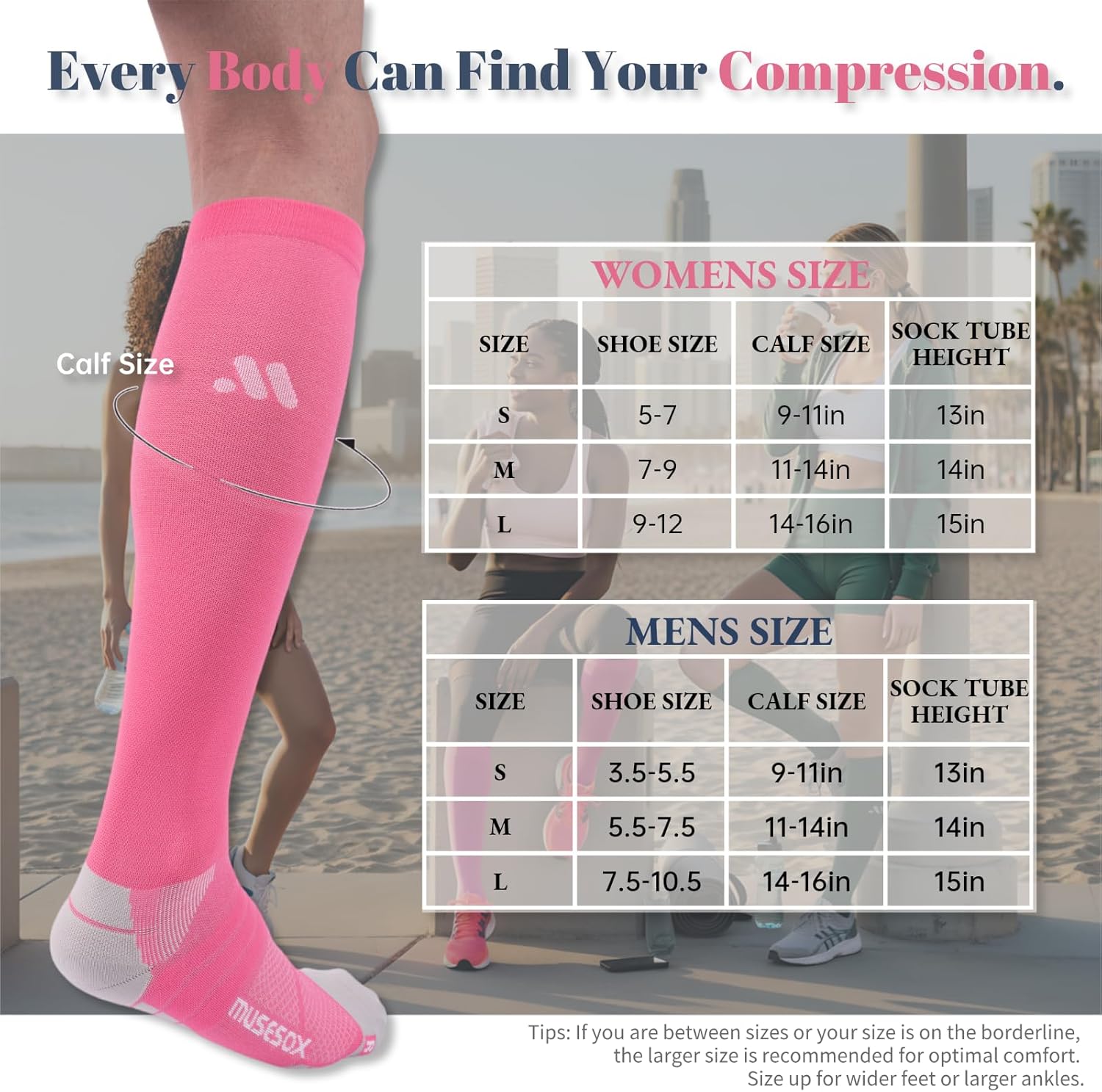 Thumbnail 5 de Unisex 15-20mmHg Knee High Compression Socks