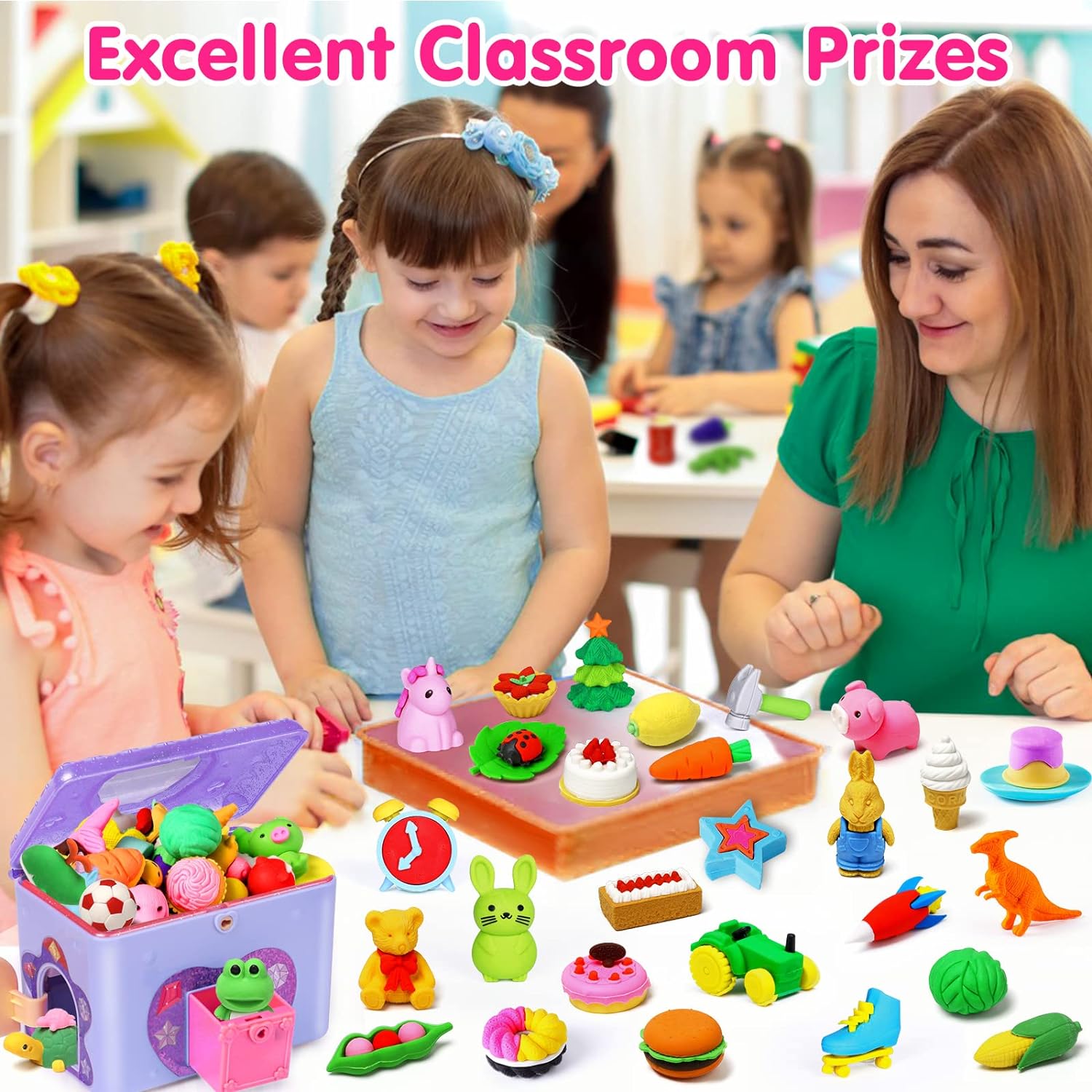 Thumbnail 3 de Arscniek 140-Pack Animal Erasers for Kids (Take-Apart Mini Pencil Erasers)