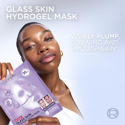 Detalle de L'Oreal Paris Glass Skin Hydrogel Masks | Korean-Inspired, 4 Pcs