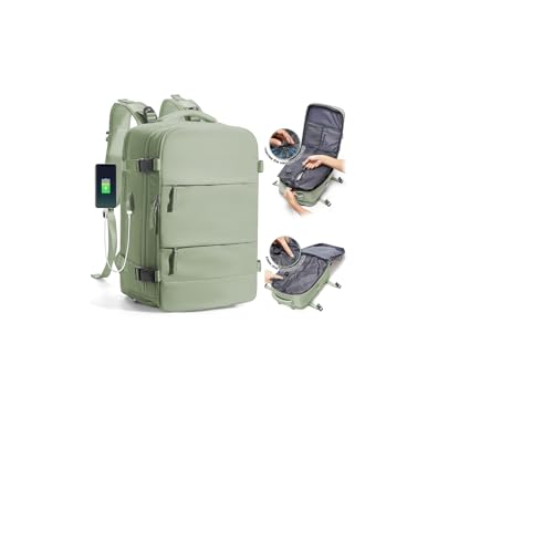 Detalle de Mochila SZLX con compresión al vacío para cabina 40x30x20 — organización, bomba incluida y diseño para avión