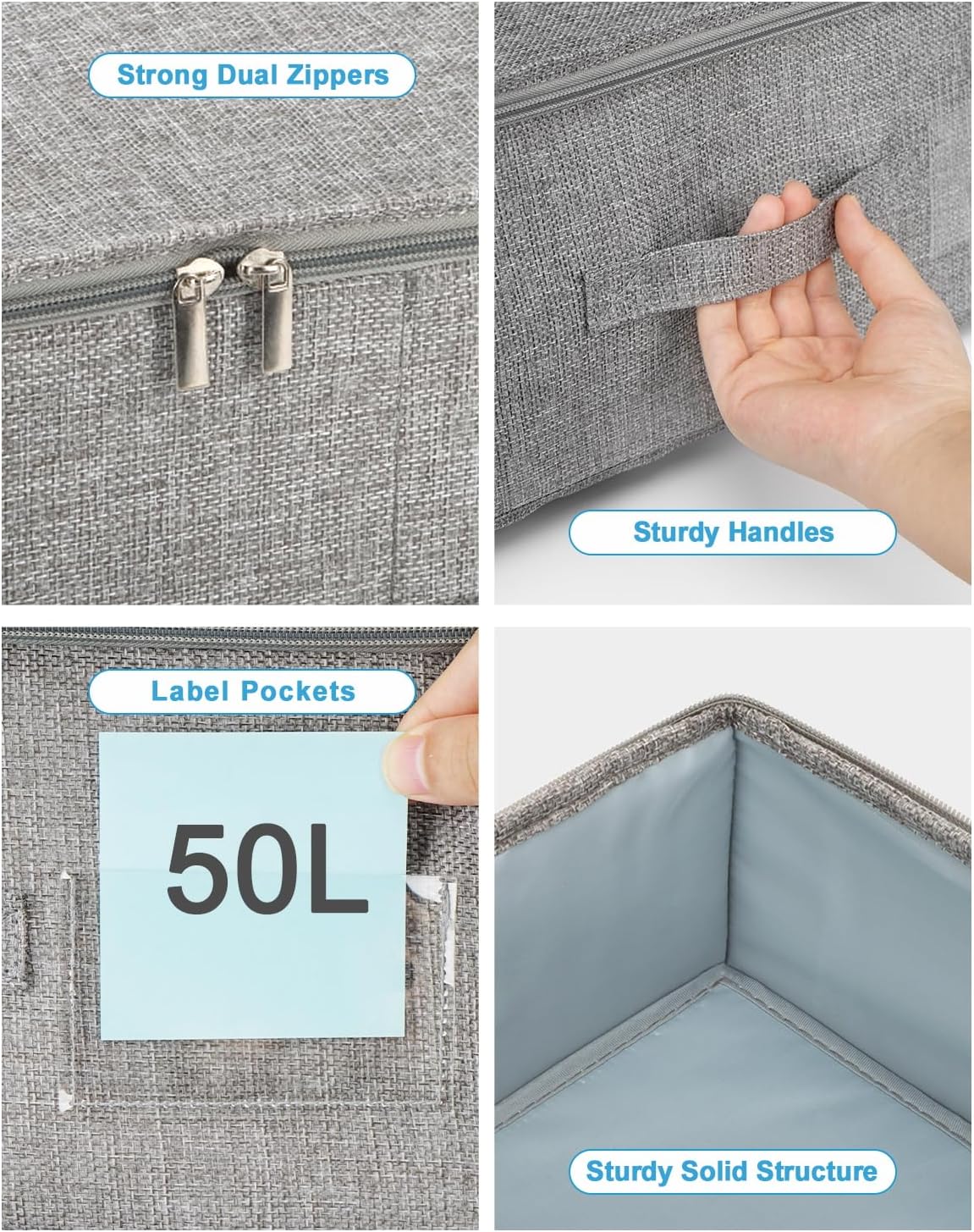 Detalle de JUPELI 17 cm High Under Bed Storage Box with Lid (50L)