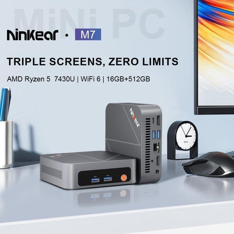 Detalle 2 de Ninkear M7 Mini PC AMD Ryzen 5 7430U: potencia compacta, silencio extremo y versatilidad