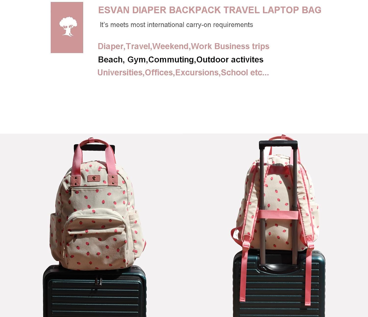 Detalle 1 de ESVAN Diaper Bag Backpack Corduroy