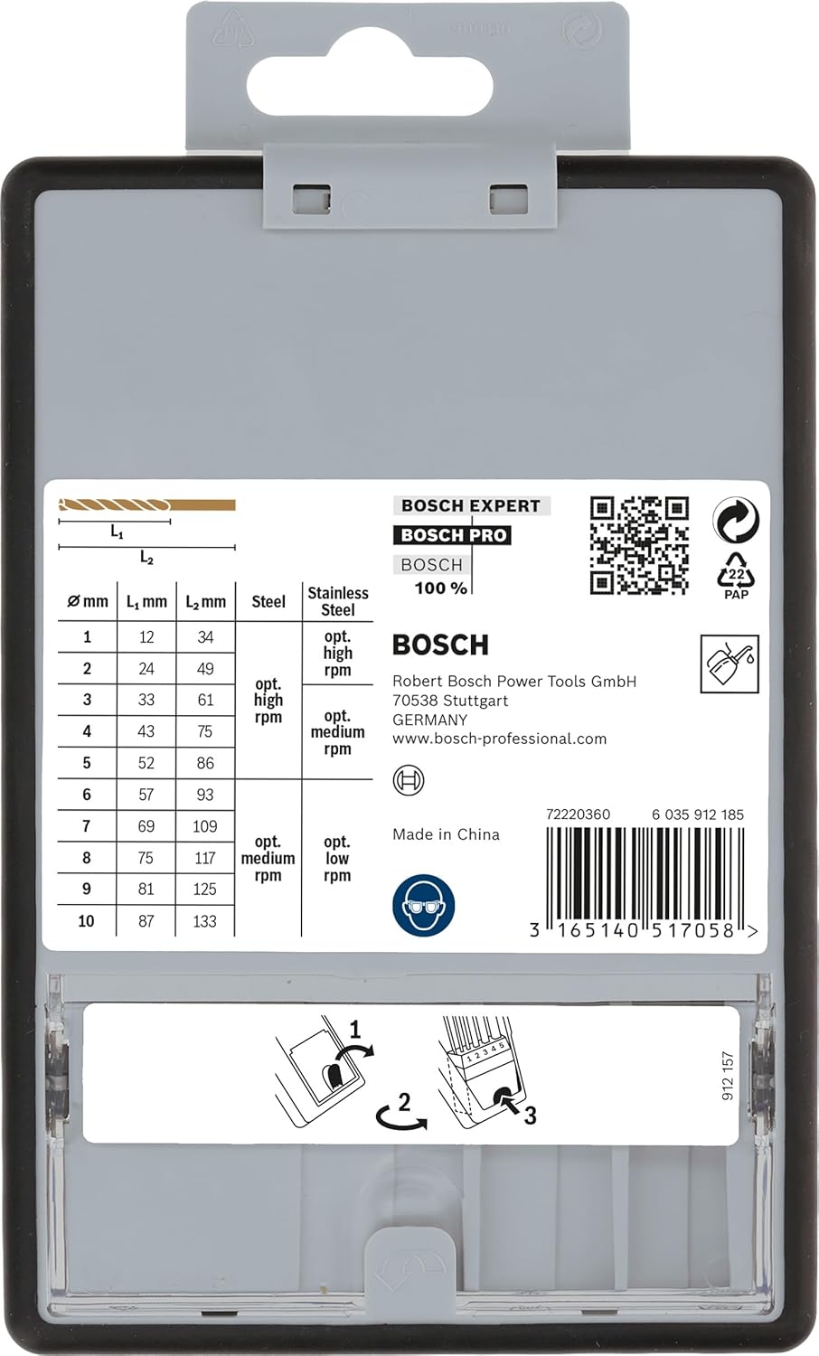 Thumbnail 3 de Bosch Accessories 2607019925 : kit de forets à métaux rectifiés HSS-Co Robust Line DIN 338 (10 pièces)