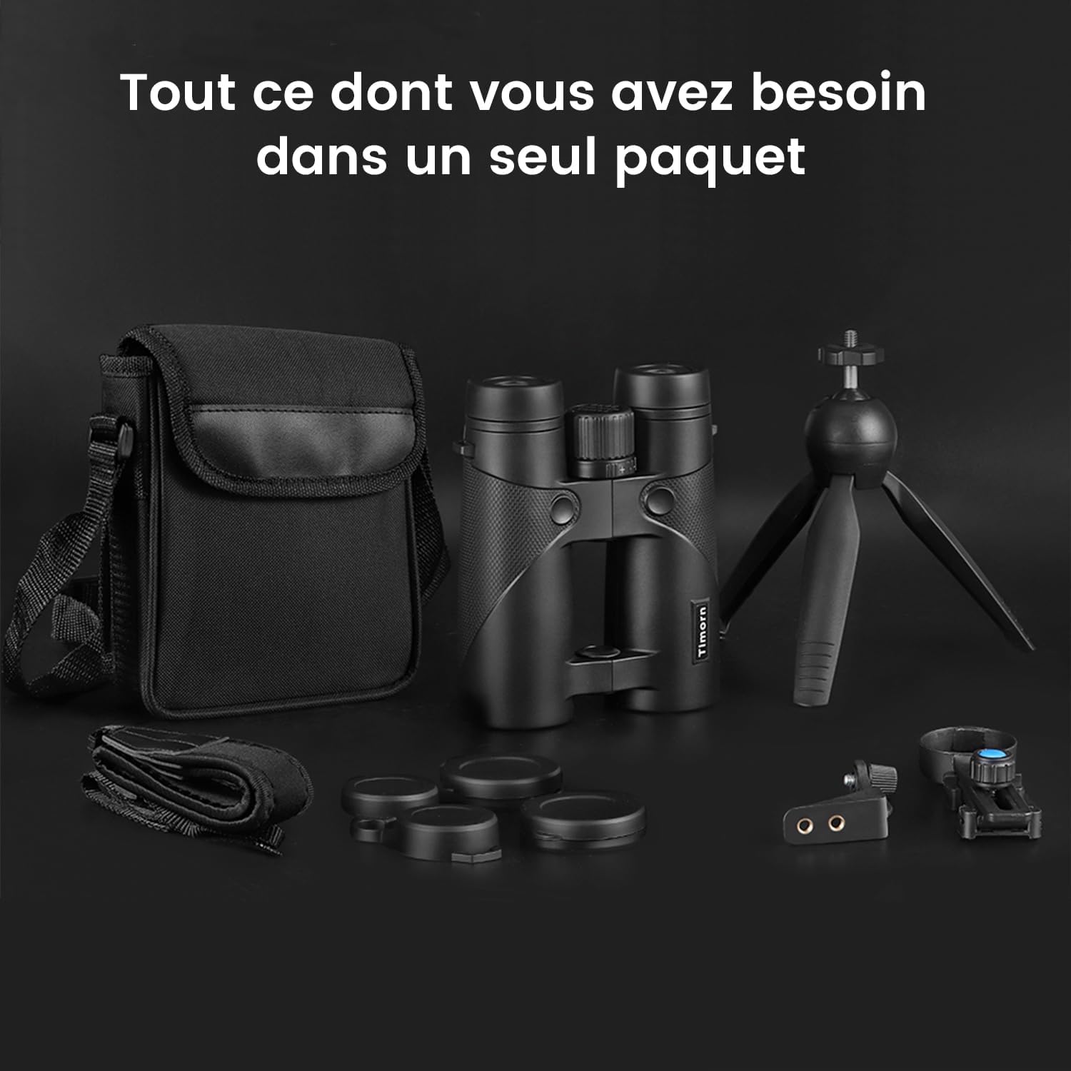Thumbnail 6 de Jumelles 10x42 étanches Timorn HD avec prisme toit BAK4, adaptateur smartphone et trépied