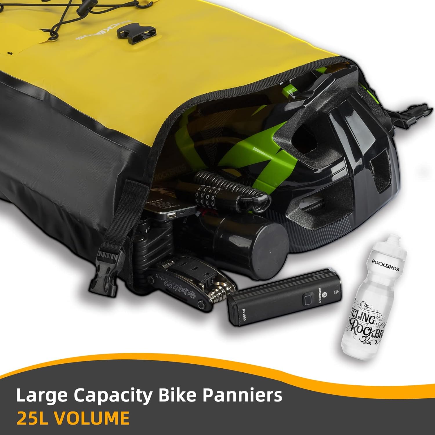 Detalle de Rockbros Pannier Rack Bag (25L–32L) – 100% Waterproof rear bike rack pannier bag