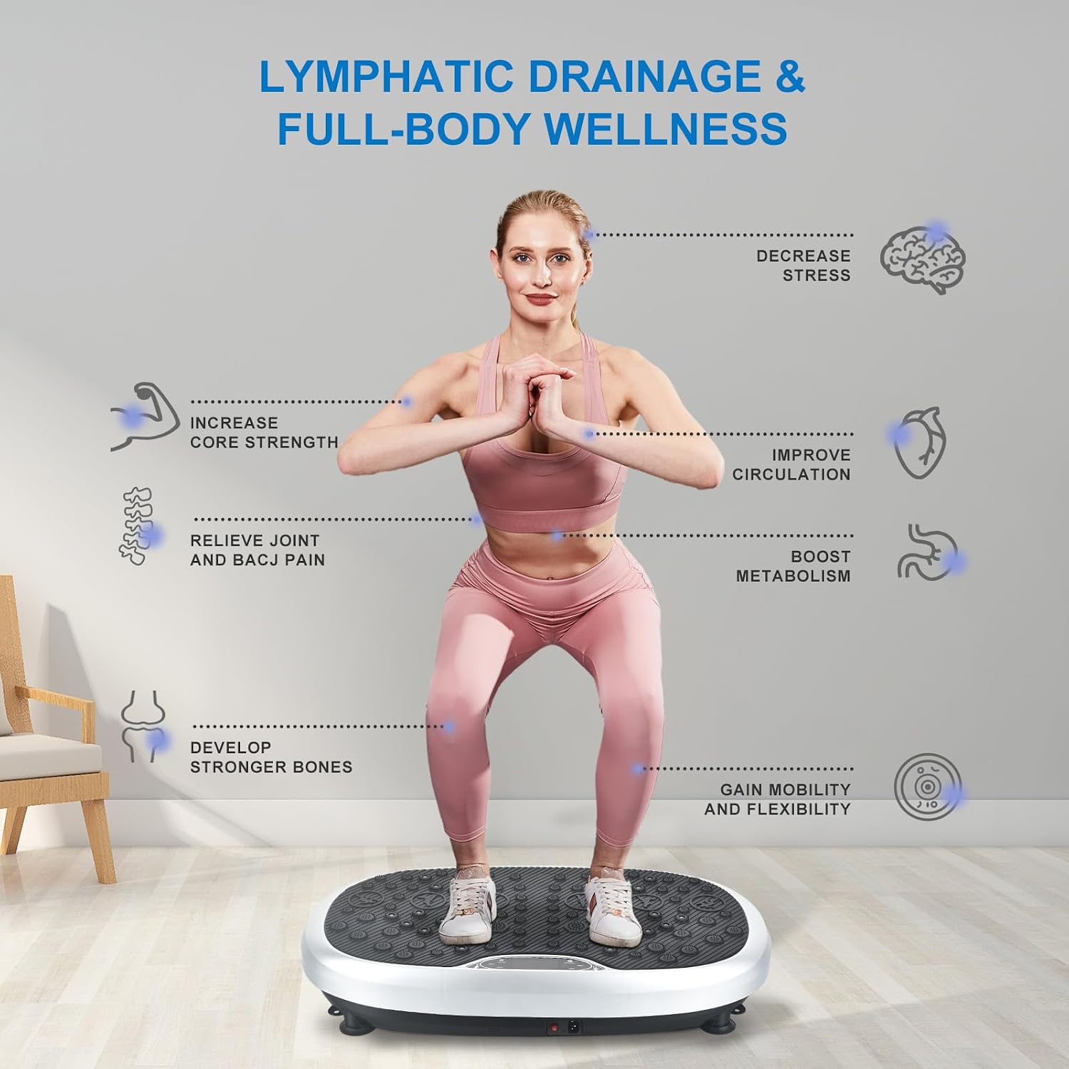 Detalle de EILISON FITABS 3D Vibration Plate Exercise Machine with Seat (Acupressure/3D Vibration Platform)
