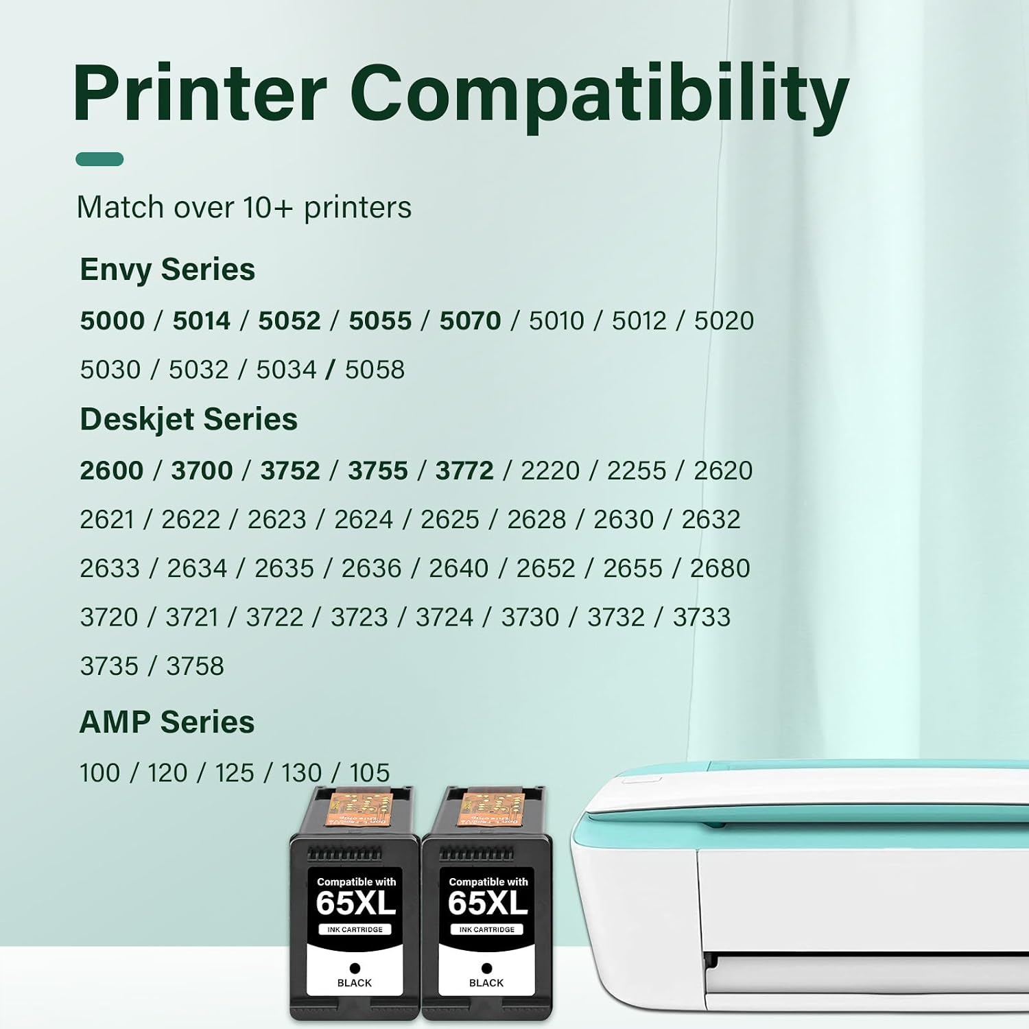 Detalle 2 de Cool Toner 65 65XL Black Ink Cartridges, 2-Pack for HP DeskJet & ENVY