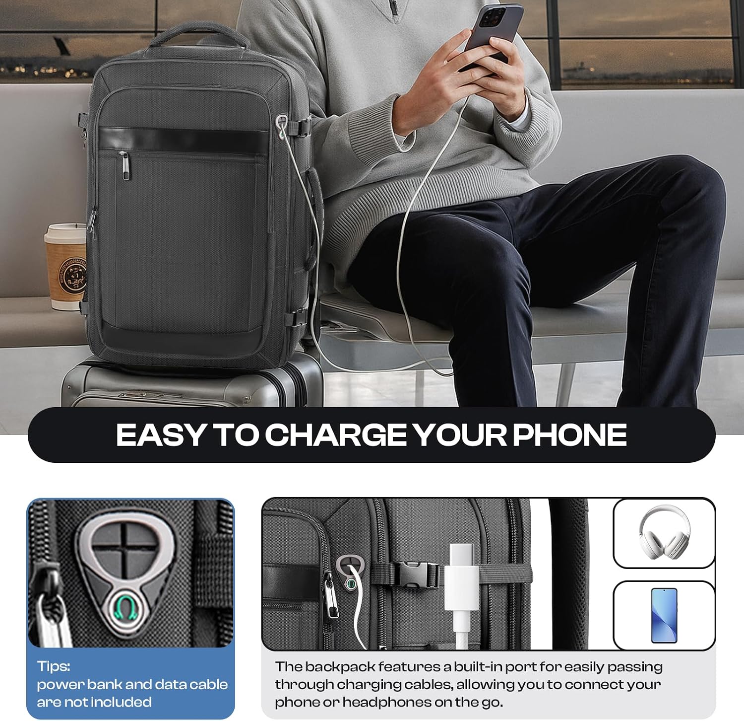 Detalle 2 de Expandable Travel Laptop Backpack, 17.3-Inch