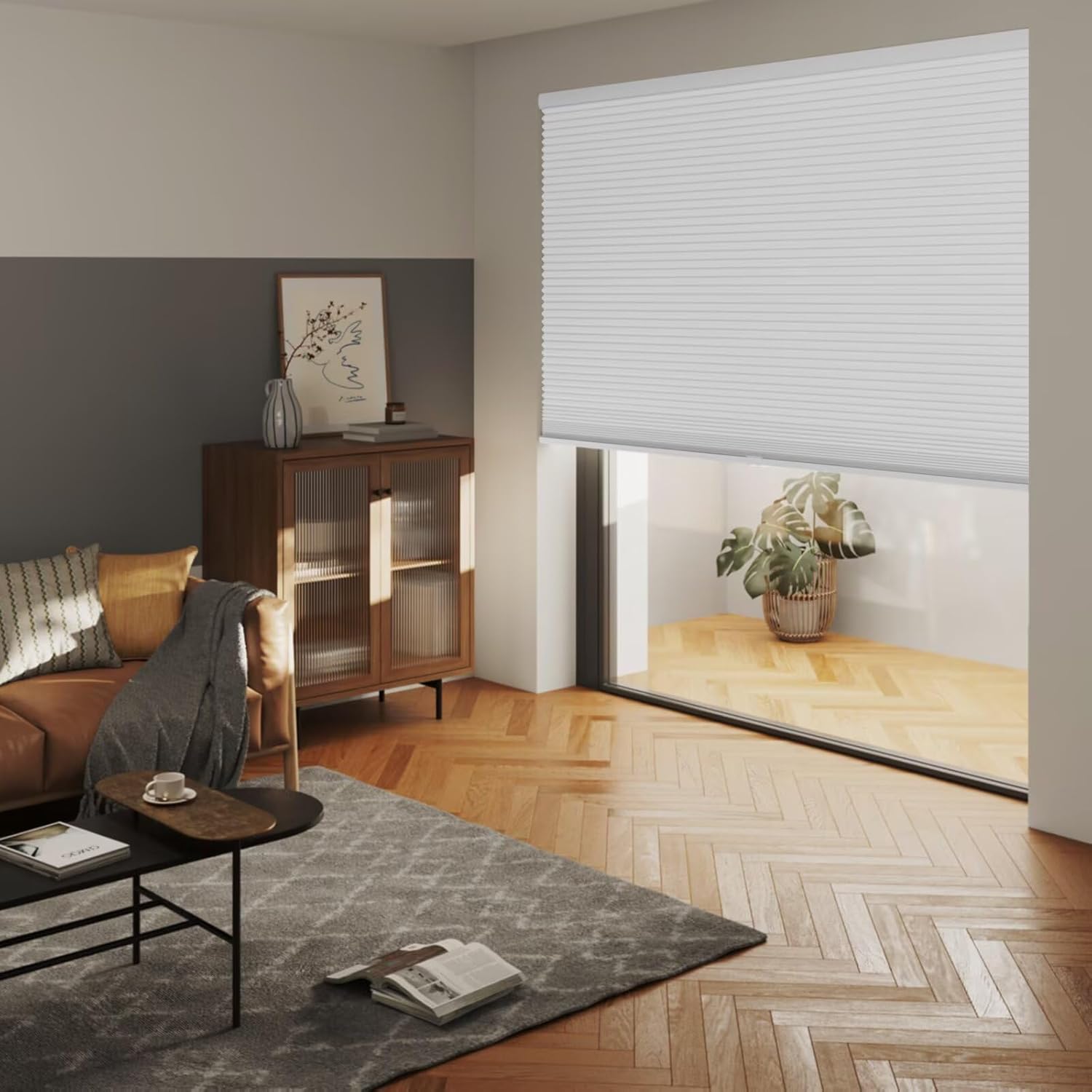 Detalle de MYshade Cordless Blackout Honeycomb Cellular Shades (20" W x 48" H) in White