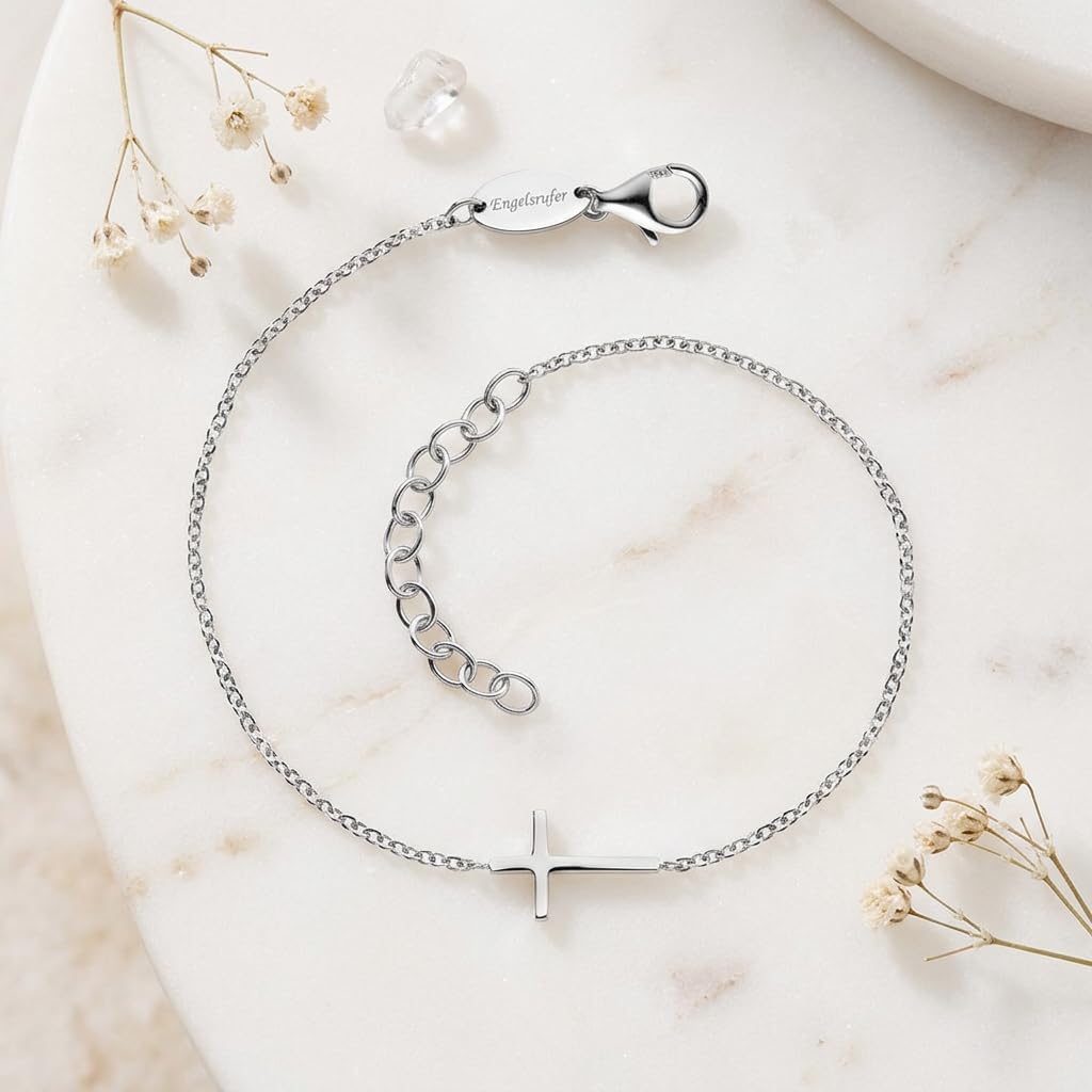 Detalle 2 de Engelsrufer Damen-Armband 925er Silber – Kreuzanhänger, veredelt, 17–20 cm verstellbar