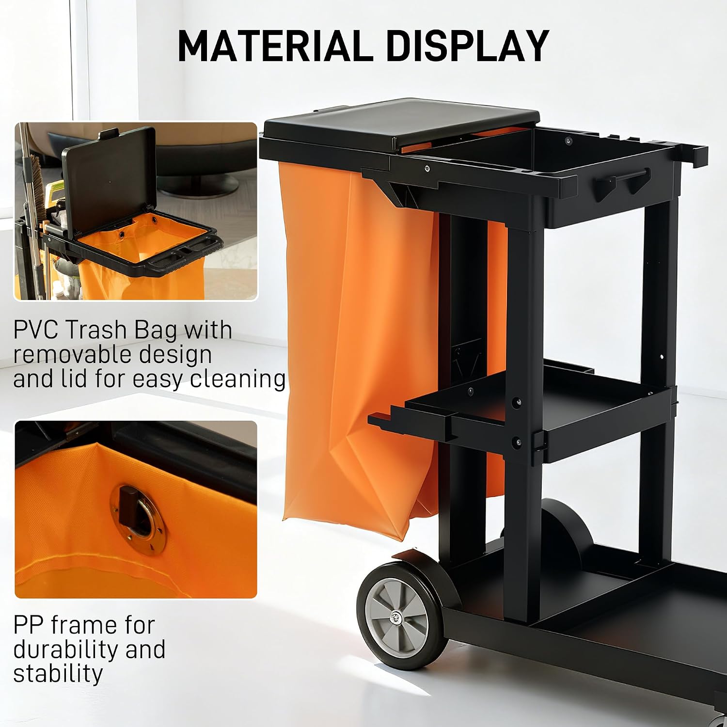 Thumbnail 4 de HOMCOM Janitorial Cart, 3-Tier