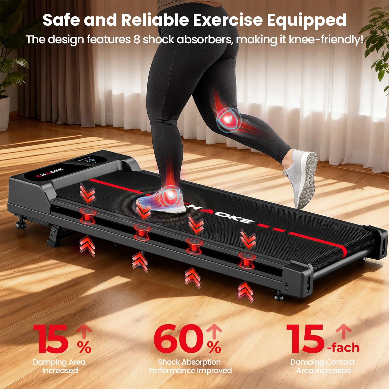 Detalle de CHAOKE Walking Pad Treadmill with 10% Incline, 6.2 MPH and 12 HIIT Programs