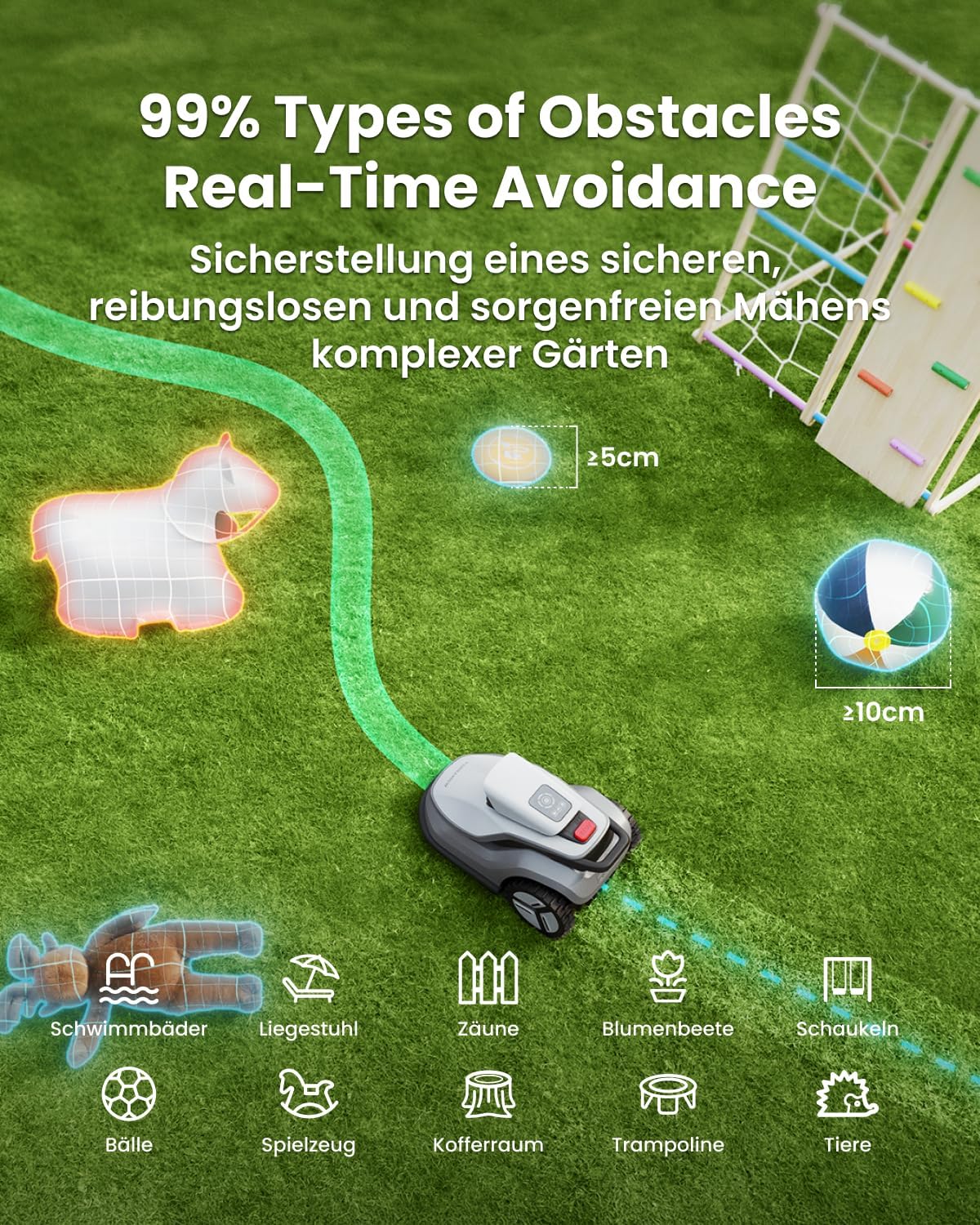 Detalle de TerraMow V600 Mähroboter – kabellos, KI-Vision-Navigation, bis 600 m²
