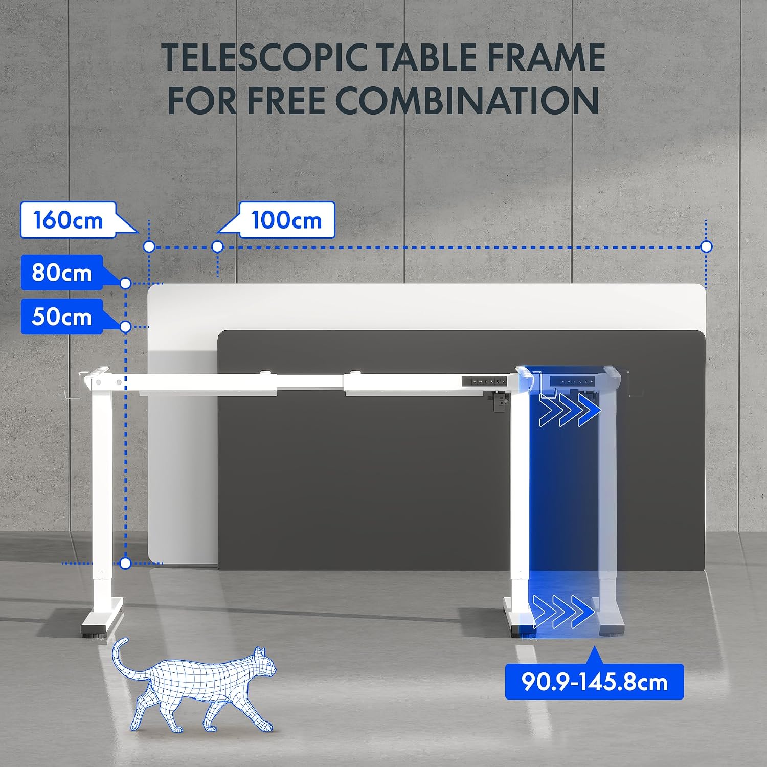 Thumbnail 3 de FLEXISPOT Electric Standing Desk Height Adjustable Sit Stand Desk with Heavy Duty Steel and Automatic Memory Smart Keyboard（EF1|White Frame OnlyFLEXISPOT Electric Standing Desk Height Adjustable Si…