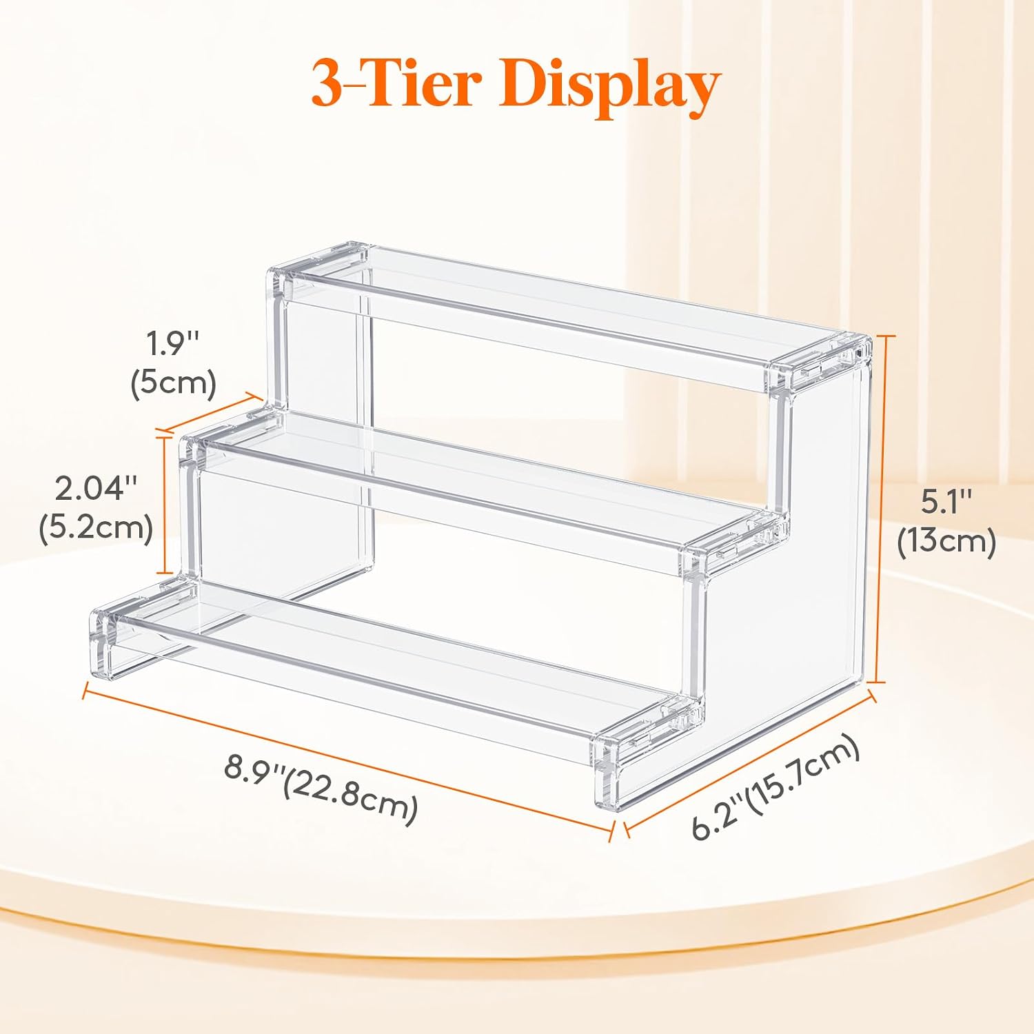 Detalle de Lifewit 24488 3-Tier Clear Display Riser, 9-Inch Plastic Stand