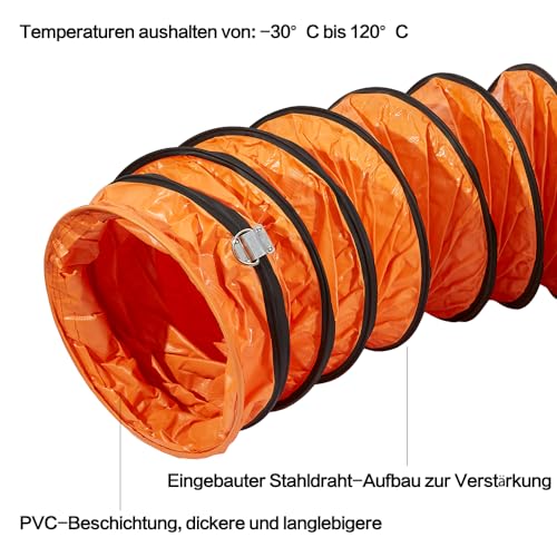 Detalle de FDTDUCT PVC Flexibler Kanalschlauch 350 mm × 5 m – Flammenhemmend, verstellbares Seil & D-Ring