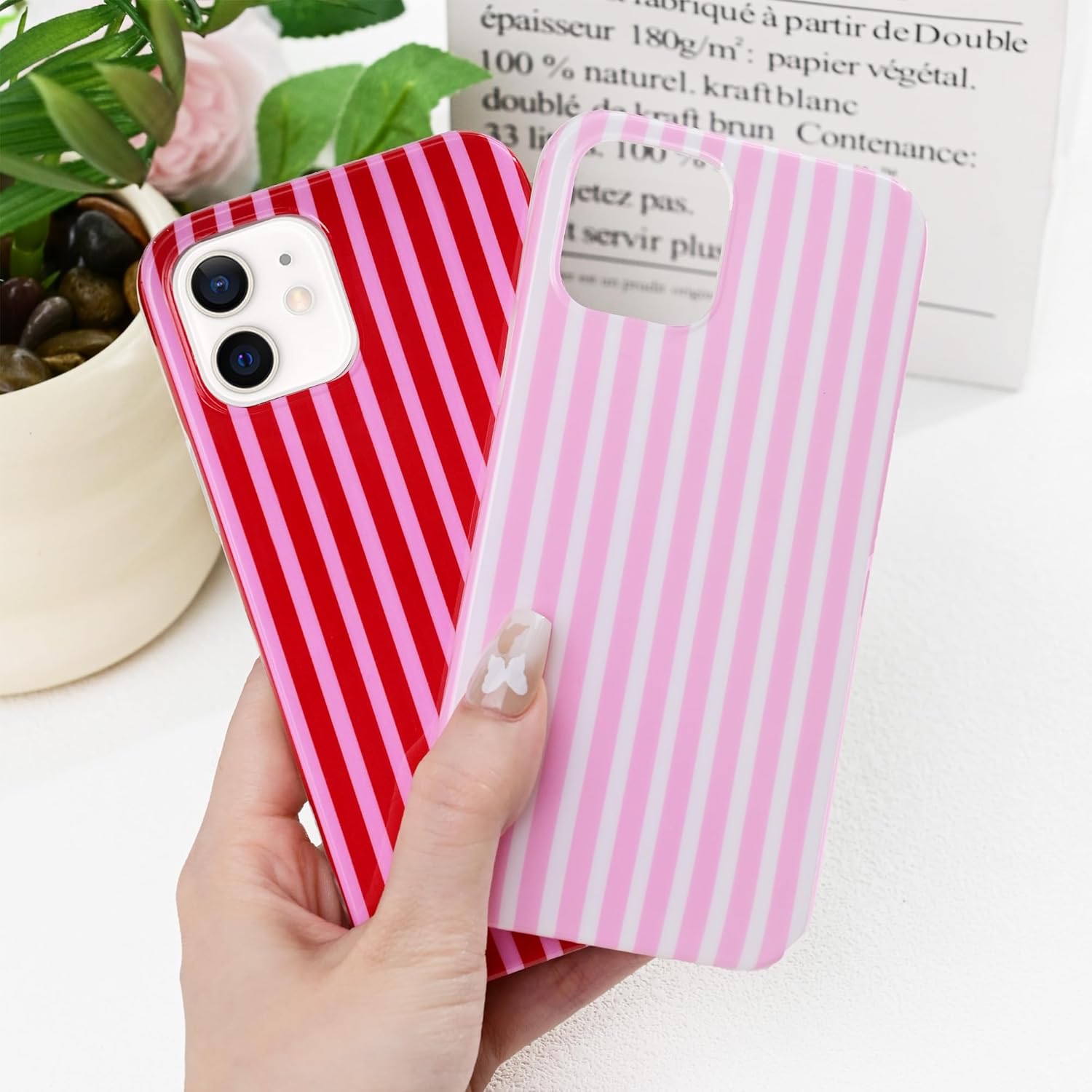 Thumbnail 6 de SleekCover for iPhone 12/12 Pro 6.1-inch Pink Striped TPU Case