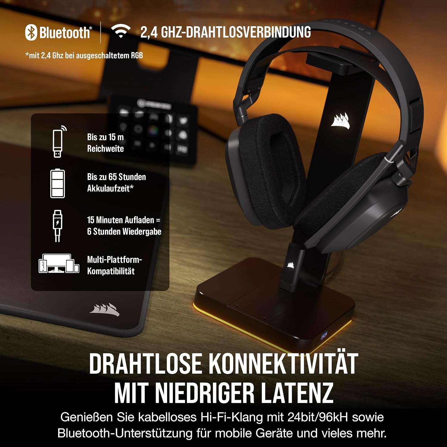 Detalle de CORSAIR HS80 MAX Wireless Gaming-Headset