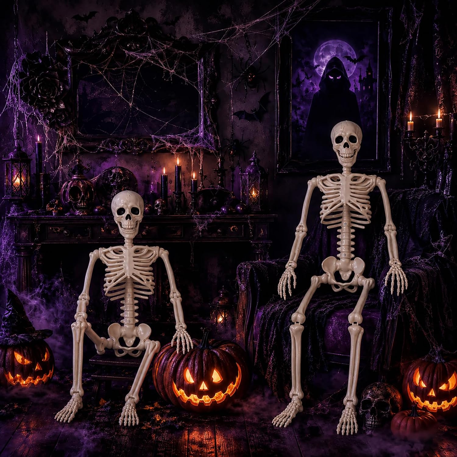 Detalle 2 de Abakuku GJ 2-Pack 36-Inch Halloween Skeleton Decorations with Movable Joints