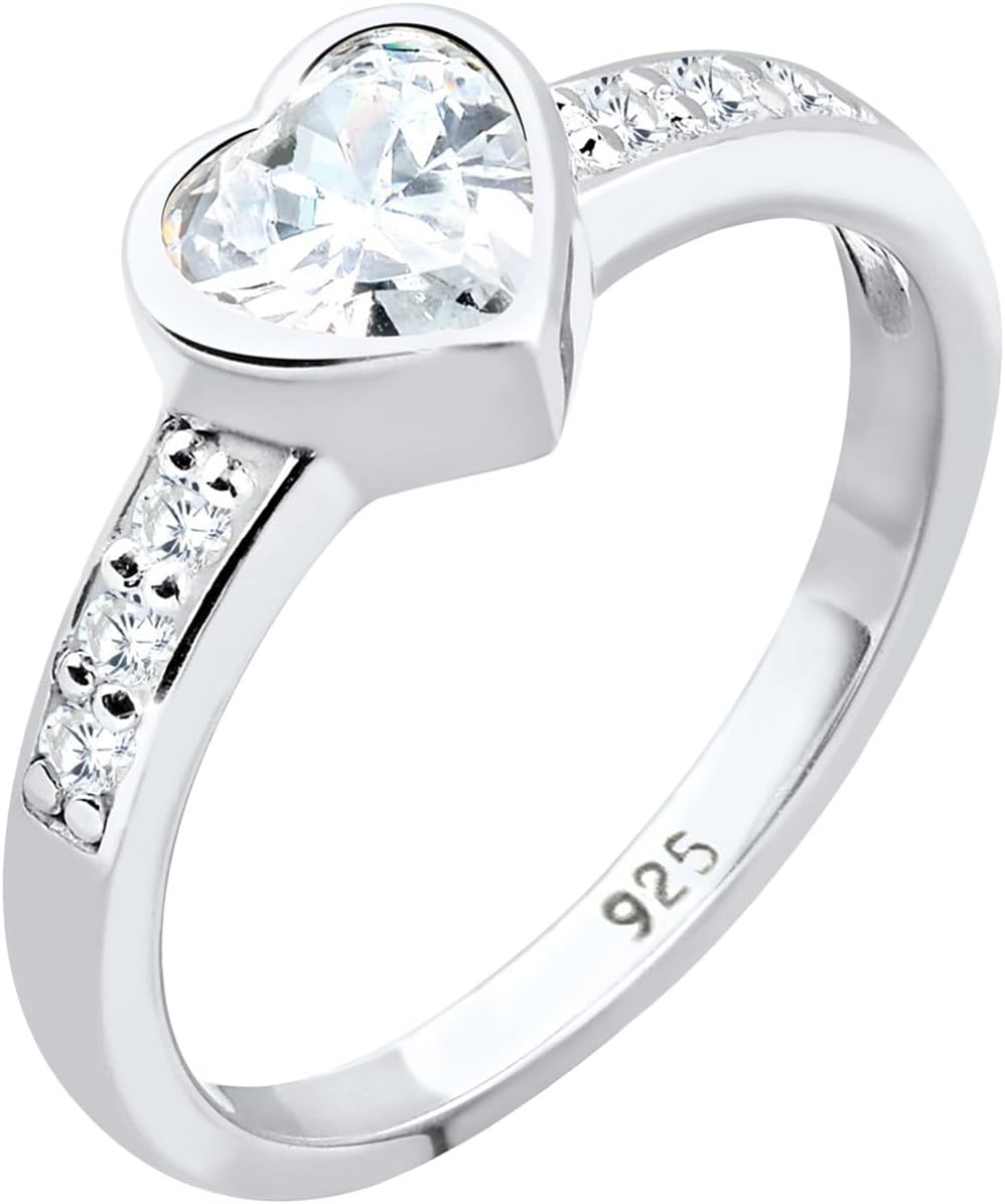 Detalle de Elli Ring Herz Liebe Freundschaft 925 Sterlingsilber