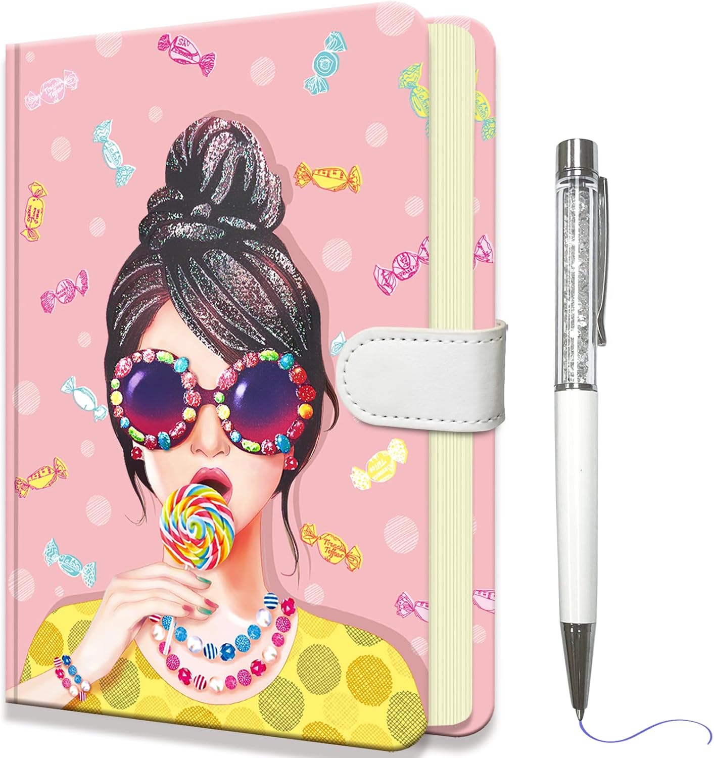 Detalle de DWIYITTN Girls’ Journal with Pen, 192 Lined Pages, Hardcover, Candy Colour