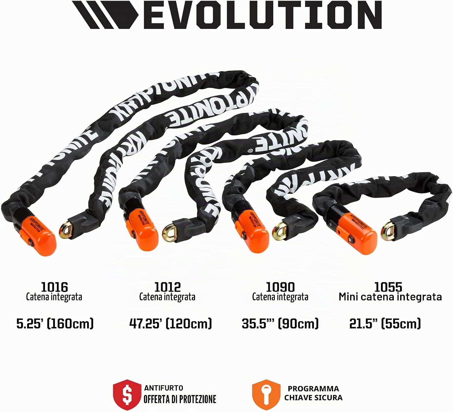 Detalle de Kryptonite Evolution 1012 Catena Integrata – Antifurto Bici 120 cm, sicurezza 8/10
