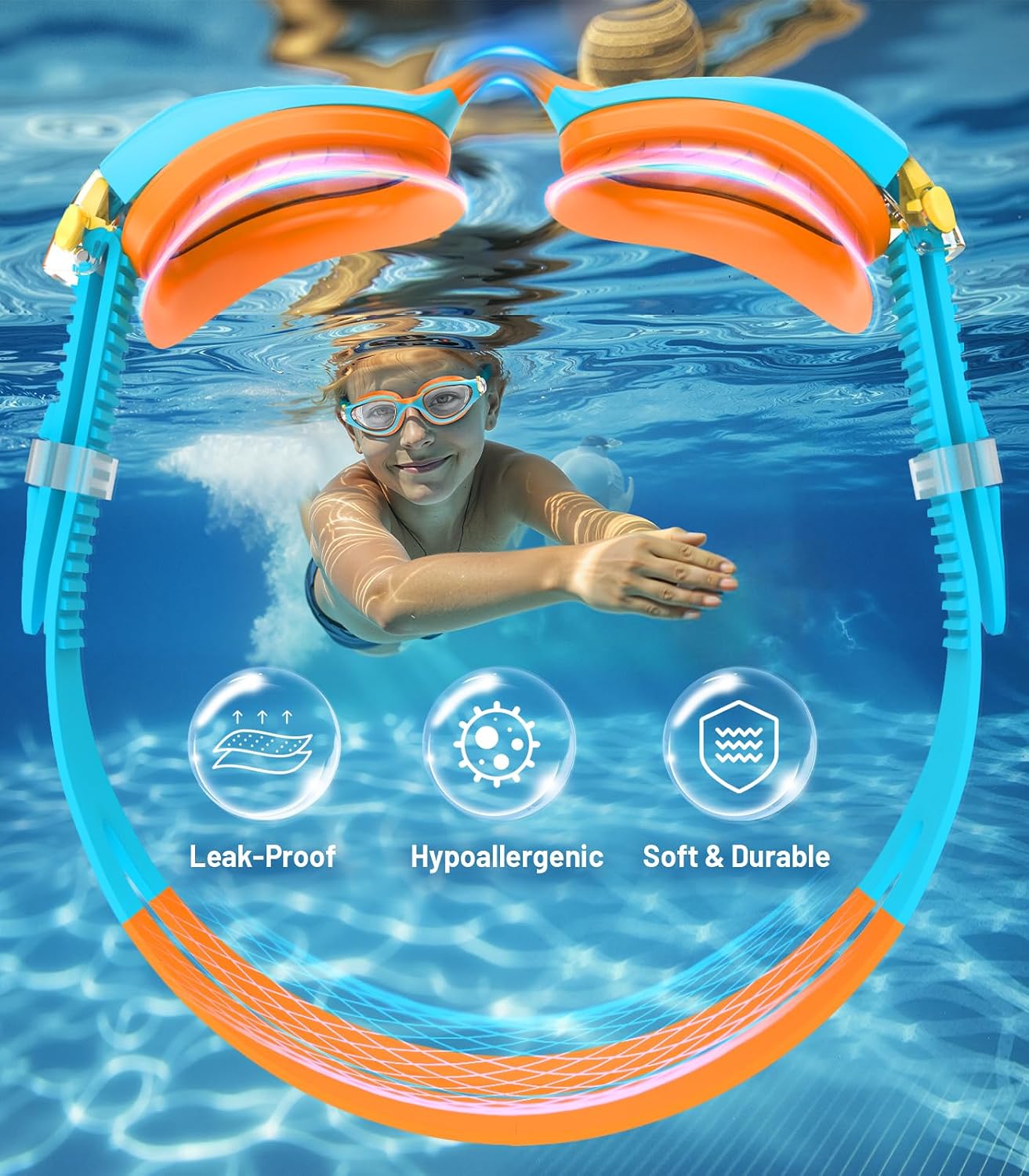 Thumbnail 3 de HIGAHY Schwimmbrille Kinder – UV-Schutz, Anti-Fog, verstellbares Doppelband-Design, 6–14 Jahre