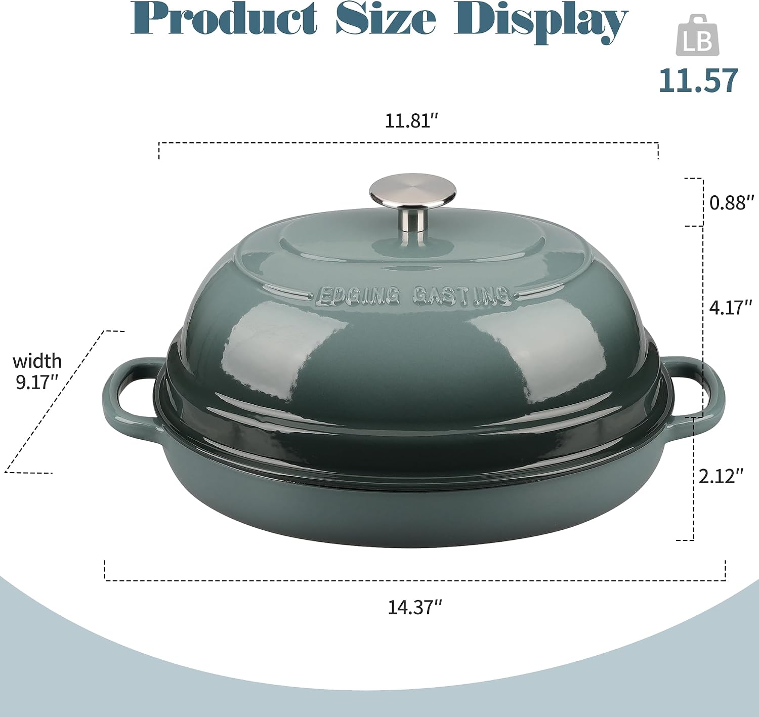 Thumbnail 1 de 6QT Enameled Oval Cast Iron Dutch Oven Bread Pot (Slateblue) with Lid for Sourdough & Artisan Loaves
