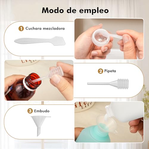Detalle de Lovcoyo Kit de Botellas de Viaje 11 Piezas sin BPA con Estuche: set portátil para champú, loción y más