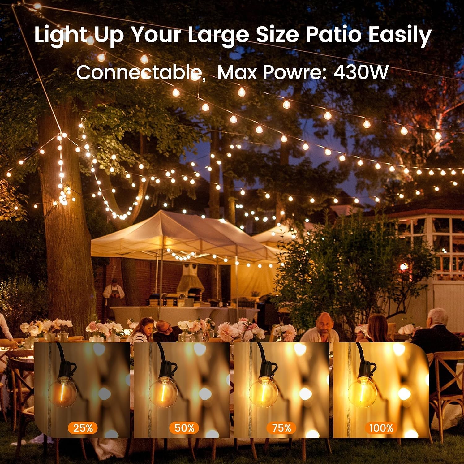 Thumbnail 5 de OHLUX GLS-20J2P-E17-G40- Outdoor String Lights, 27FT G40, Dimmable 2200K