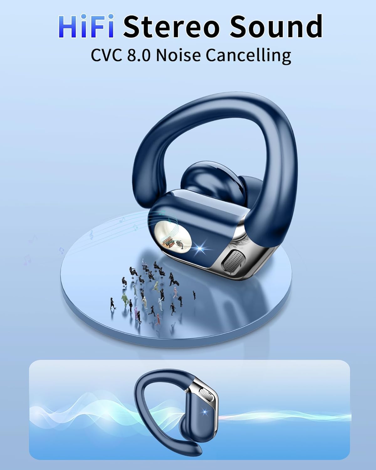 Thumbnail 3 de Wireless Bluetooth 5.4 Earbuds with Earhooks, ENC Noise Cancelling, 50H Playtime & IP7 Waterproof