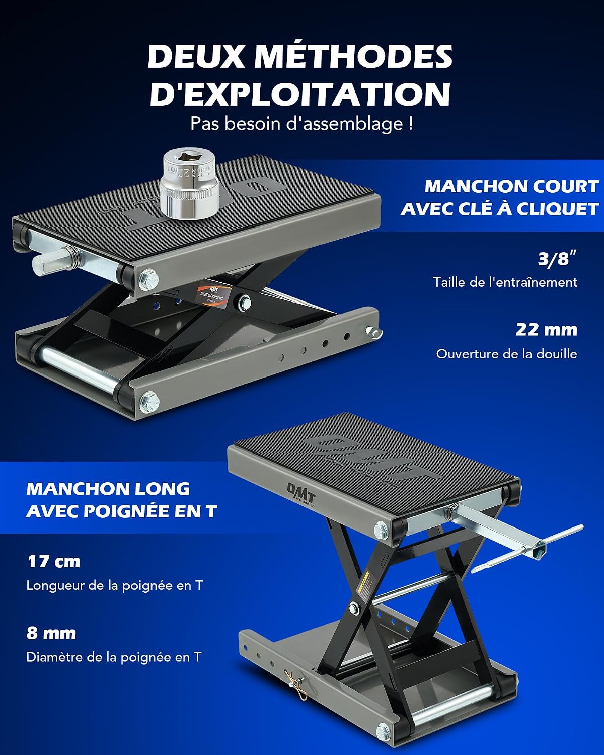 Thumbnail 6 de Cric à Ciseaux pour Motos Orion Motor Tech – Capacité 500 kg, Plateforme Large et Sûreté renforcée
