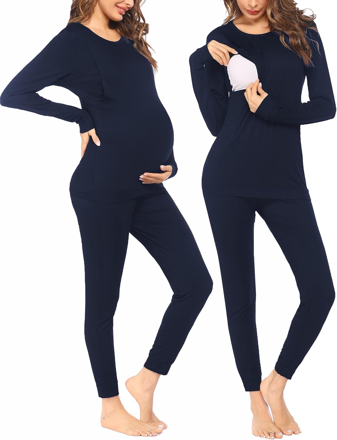 Detalle de Ekouaer Pigiama Premaman Manica Lunga S-XXL