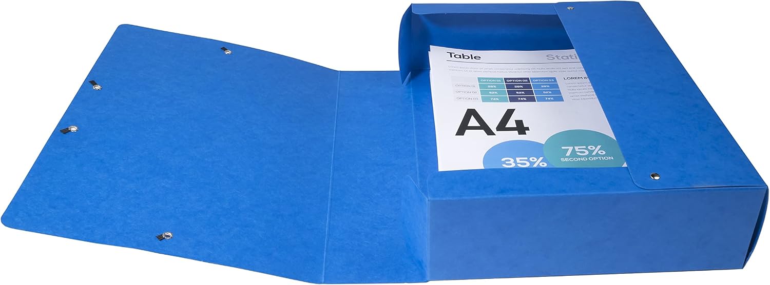 Detalle de Exacompta Ref. 50832E – Boîte de classement avec élastiques Exabox en carte lustrée 600 g/m², 25 × 33 cm, dos 80 mm, bleu