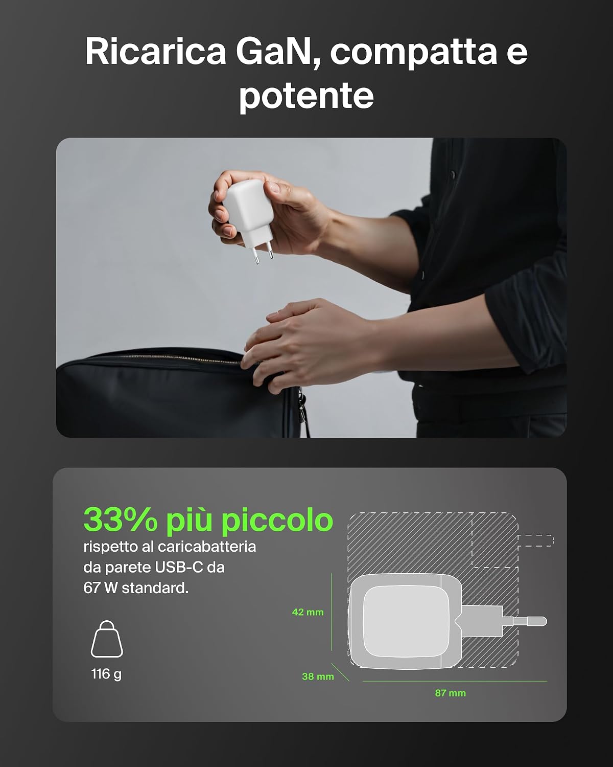 Detalle de Belkin SmartProtect Caricatore USB-C a 2 Porte 67W con Cavo 2 m Incluso – GaN PD PPS