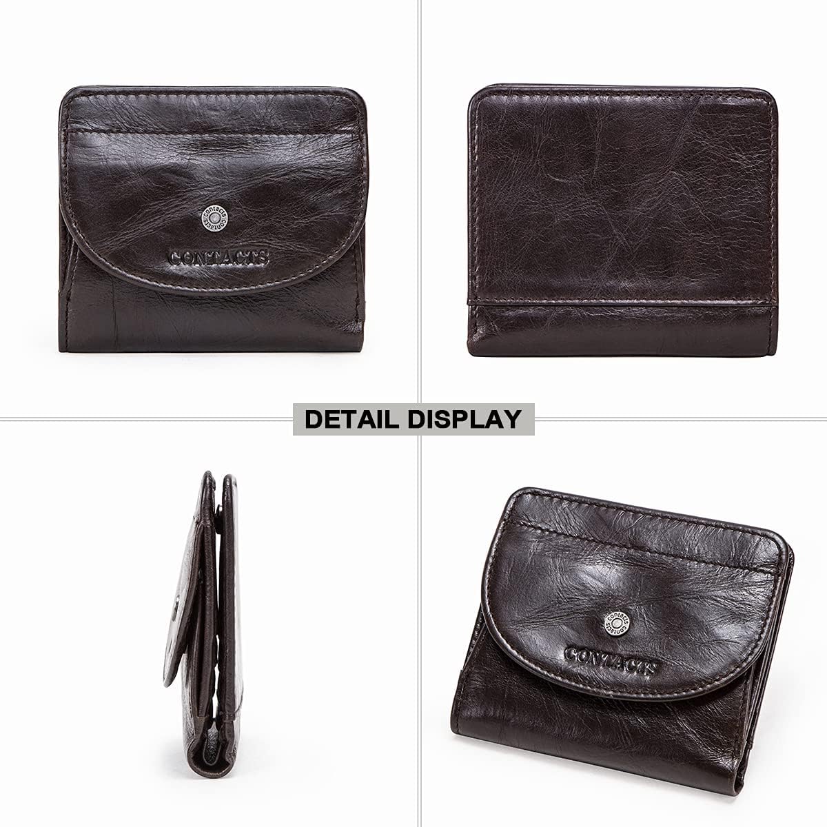 Thumbnail 3 de Contacts Ladies Real Leather Purse – Compact 8-Card Bi-Fold Wallet, Coffee