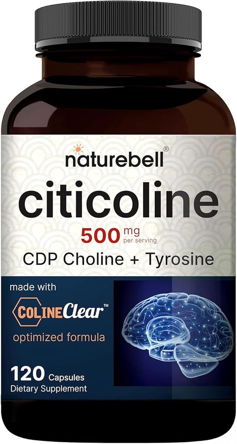 Detalle de NatureBell Citicoline 500 mg Capsules with CDP Choline and Tyrosine, 120 Count