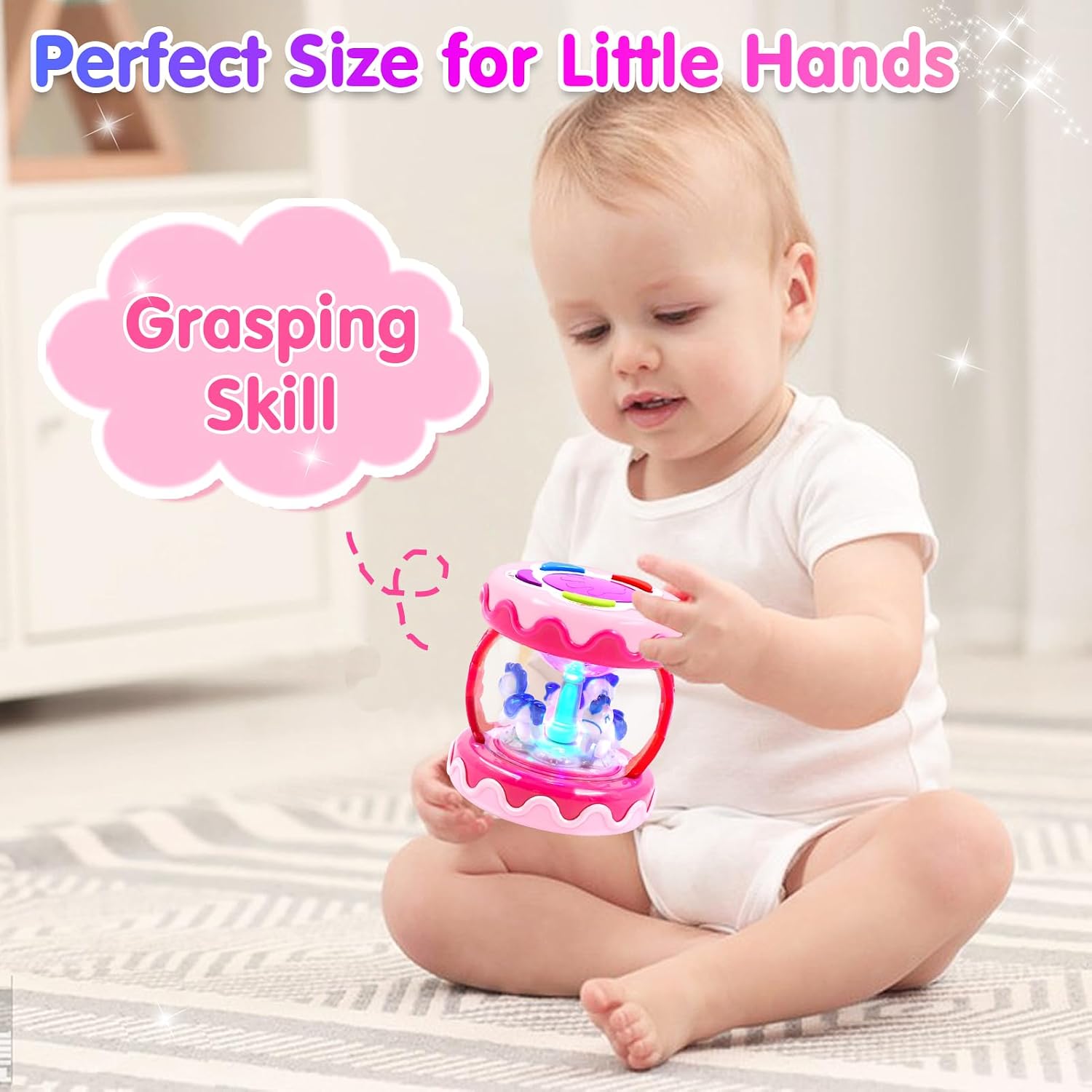 Detalle de Unicorn Rotating Light Up Toy Carousel 360°