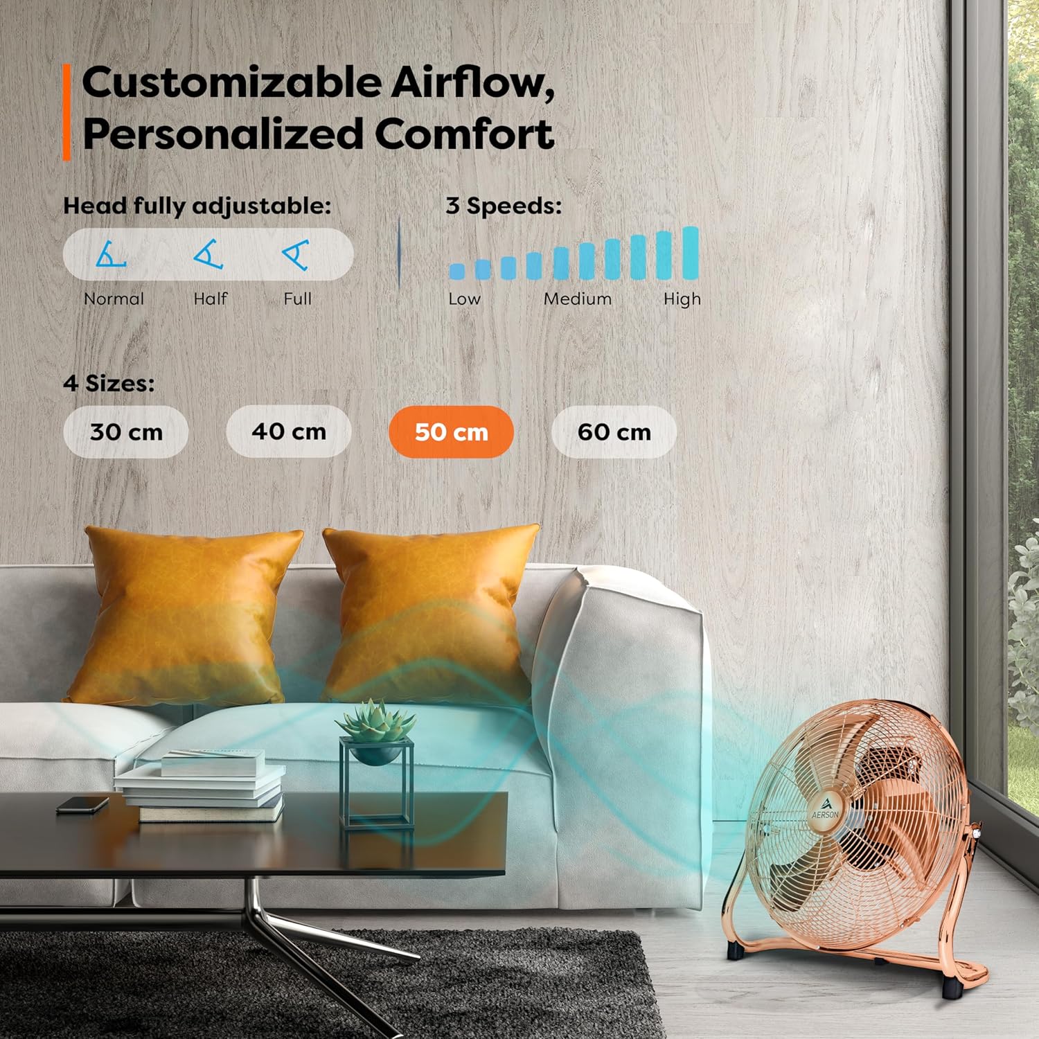 Thumbnail 1 de TRESKO AERSON Ventilatore da Pavimento 50 cm – potenza, robustezza metallica e inclinazione a 110°