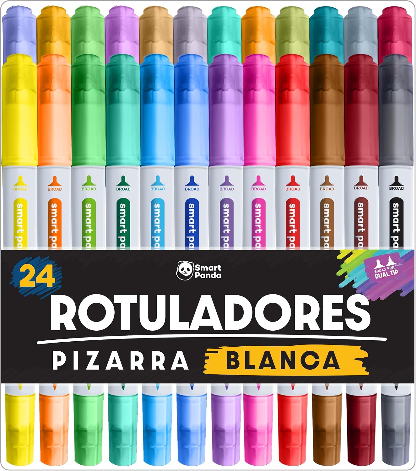 Detalle de Smart Panda Pennarelli Lavagna Bianca 24 colori 🖊