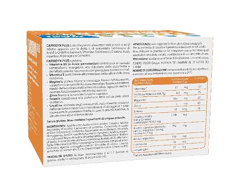 Thumbnail 7 de Carnidyn Plus Integratore Alimentare con Carnitina, Zinco e Vitamina B5 – Bustine gusto Arancia