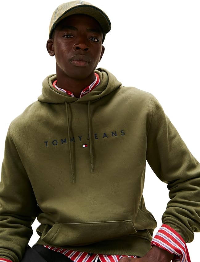 Detalle de Tommy Jeans TJM Reg Linear Logo Hoodie Sudadera verde XXL