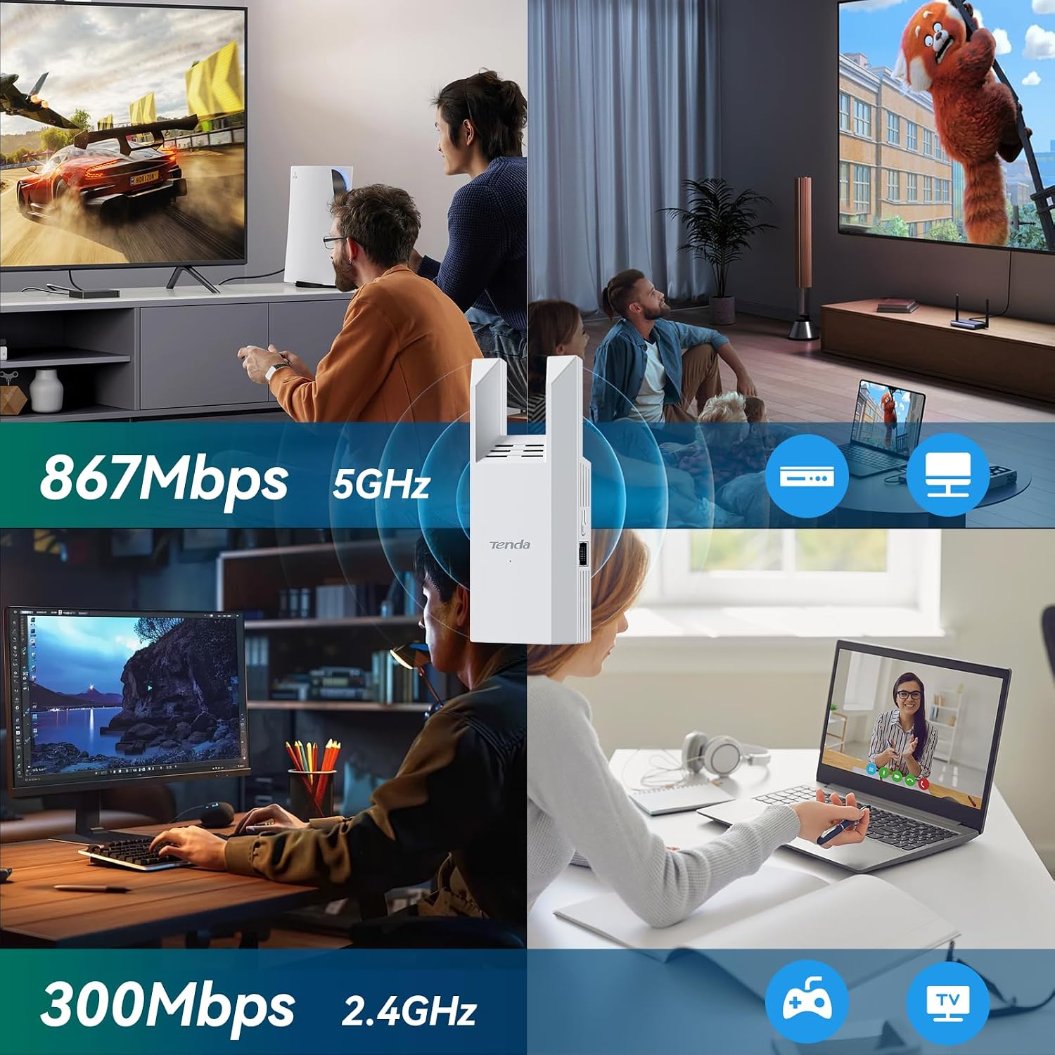 Detalle de Tenda A18 Pro AC1200 dual band Wi‑Fi