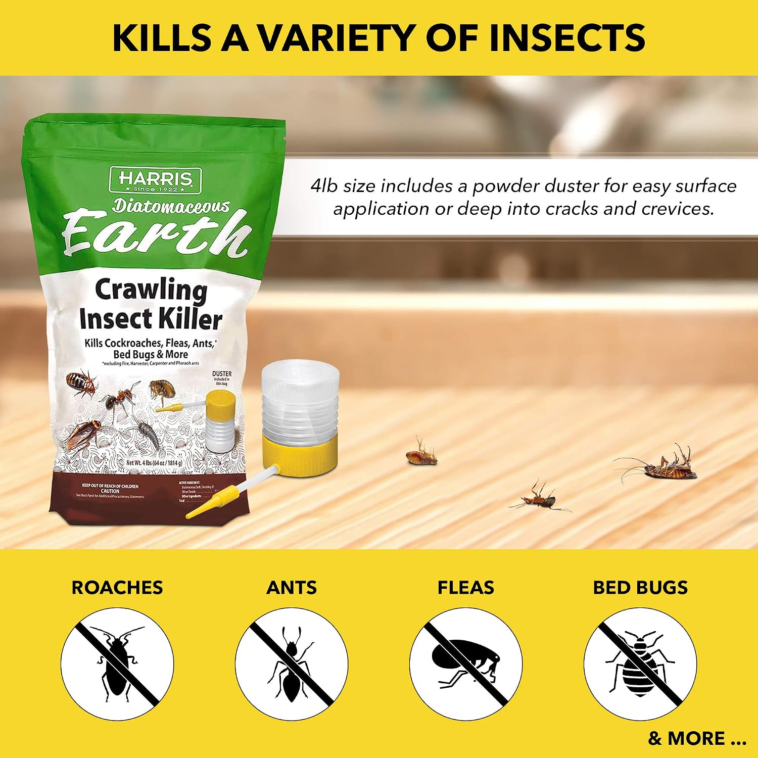 Thumbnail 3 de Harris DECRAWL-4P Diatomaceous Earth Insect Killer, 4 lb with Powder Duster