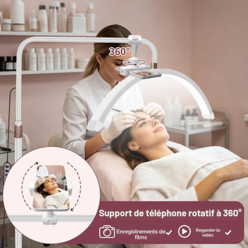 Detalle de Diesisa Lampe Demi-Lune pour Extensions de Cils – Lumière réglable, rotation à 360° et support smartphone