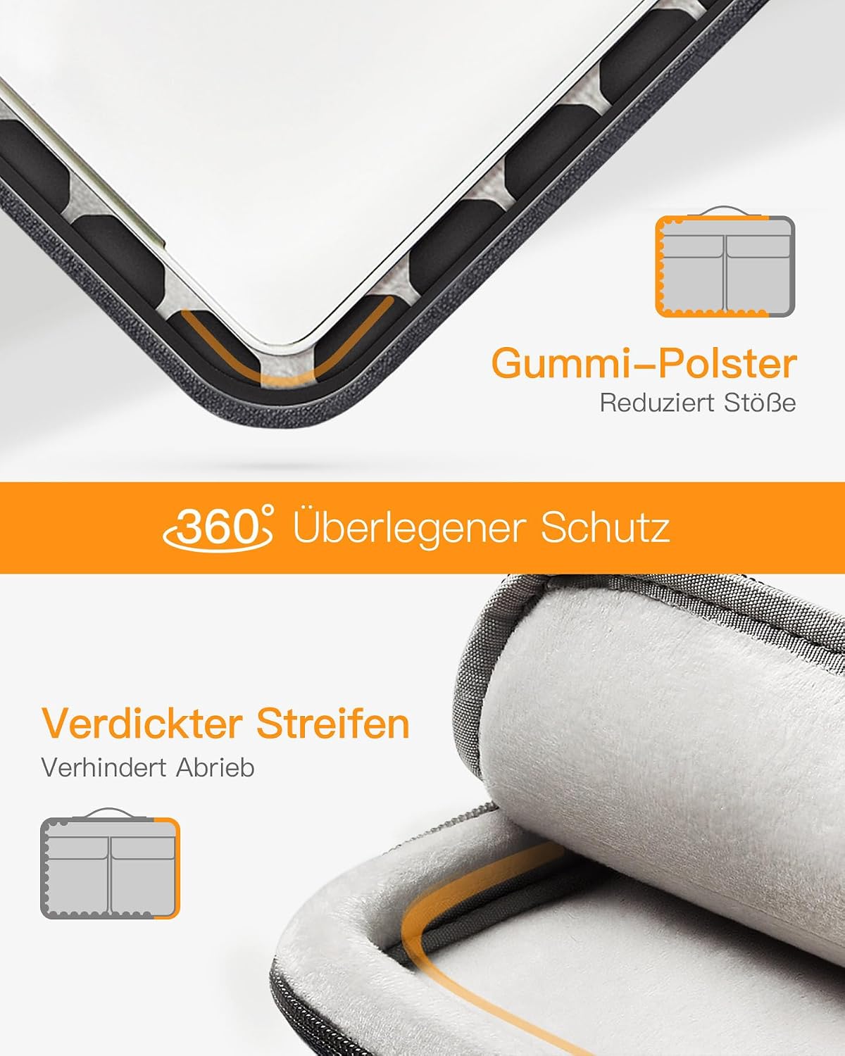 Thumbnail 3 de Inateck 360° Rundumschutz Laptoptasche für bis 15,3 Zoll – Schultertasche mit Organizer