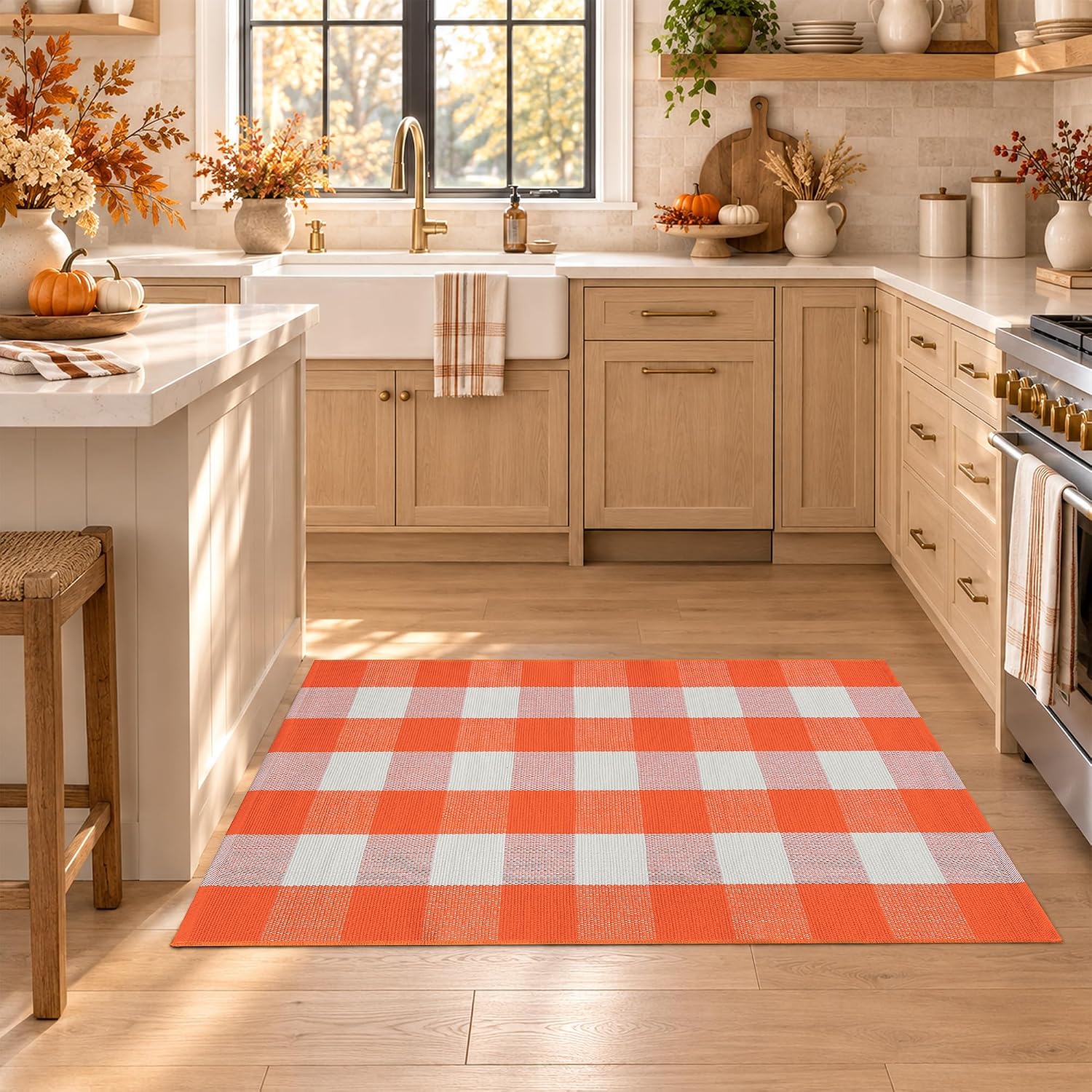 Detalle de Homydecor GZRUG Plaid Doormat, 28" x 43", Reversible and Machine Washable