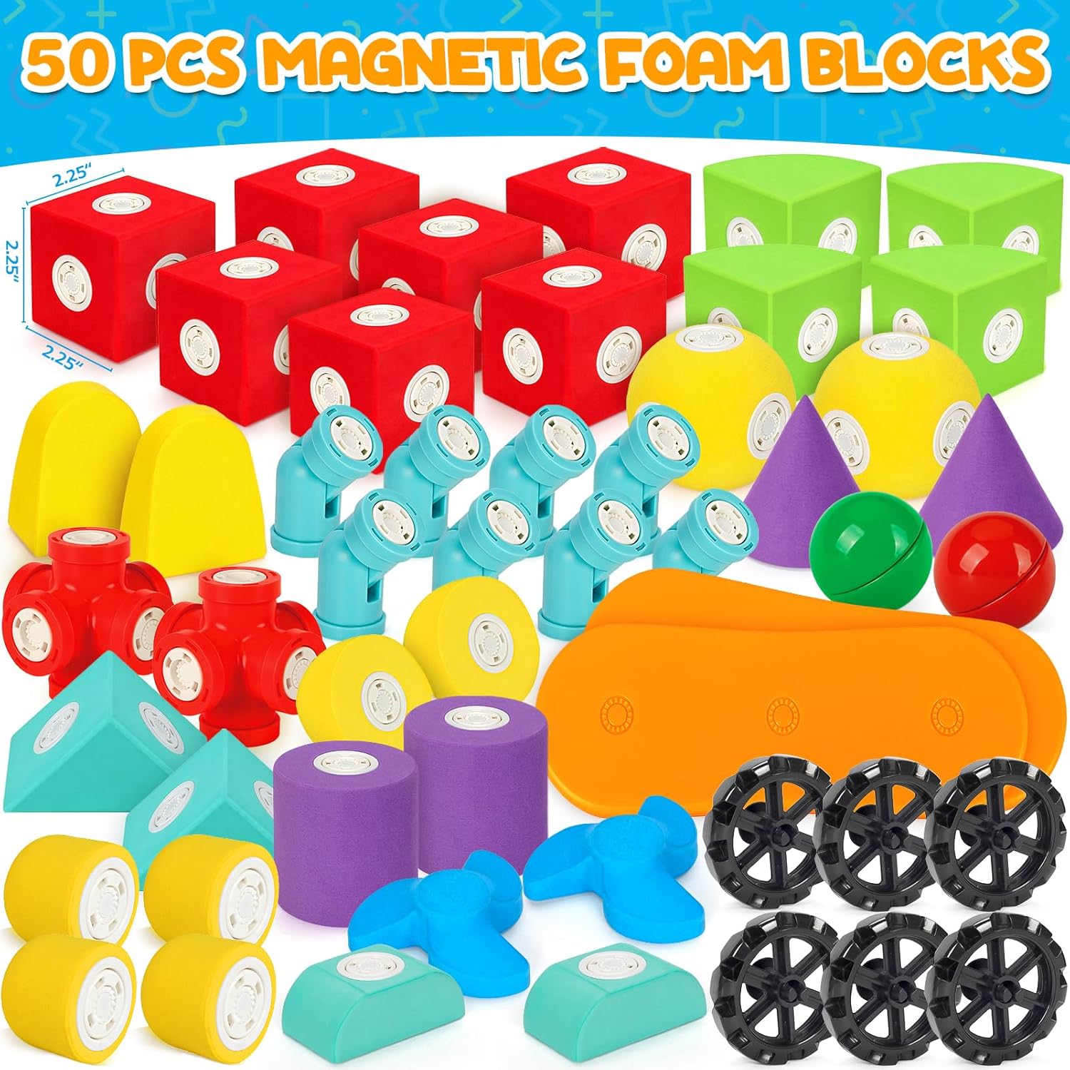 Thumbnail 5 de Hodurgyi 50 PCS Magnetic Foam Blocks for Kids 🎲