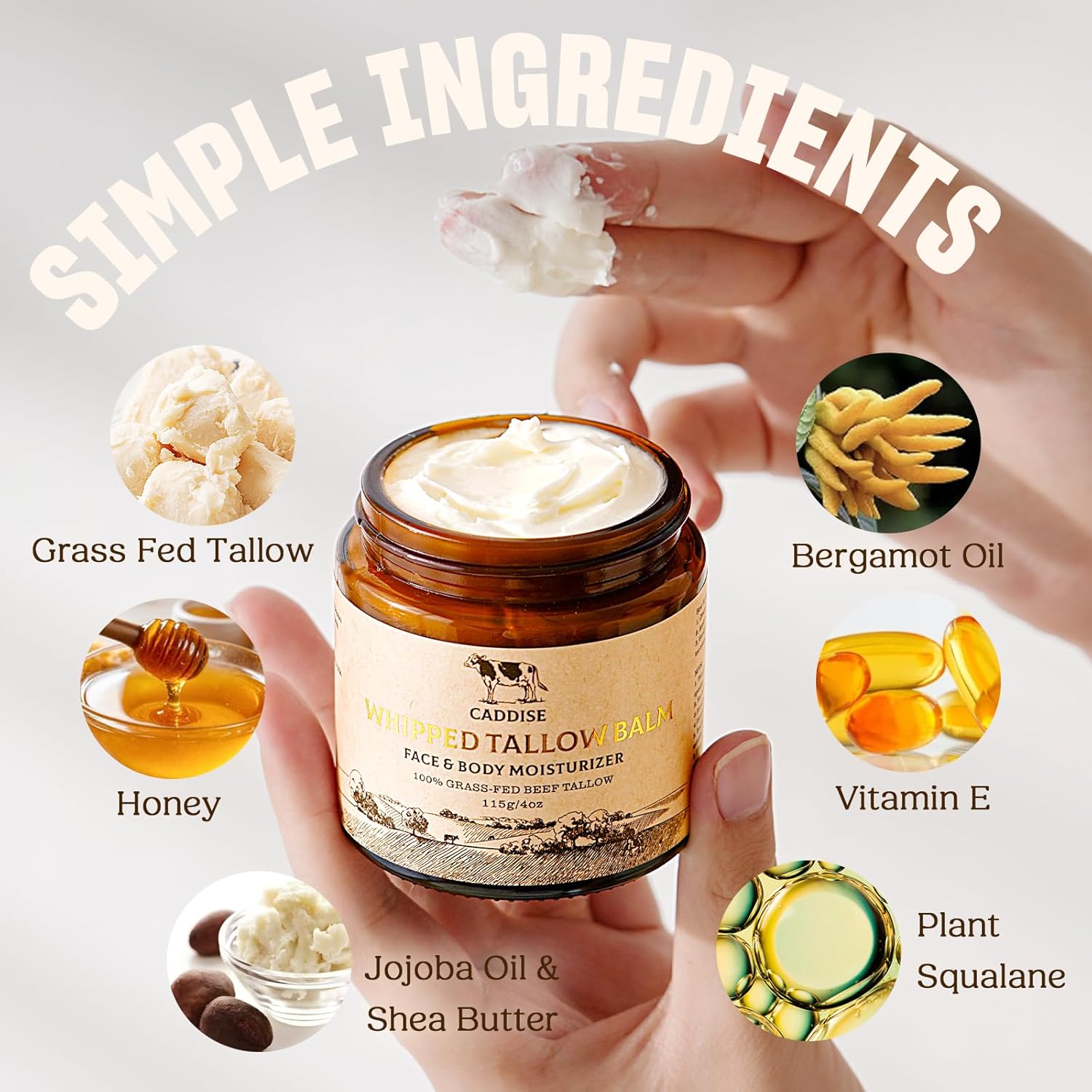 Thumbnail 2 de CADDISE CD-BT01 Beef Tallow Face Cream, 4 oz, Bergamot Honey Balm